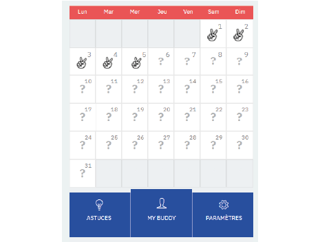 calendrier sober buddy challenge