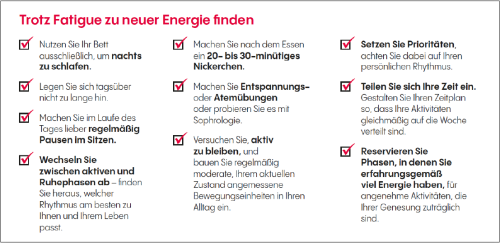 Checklist : Trotz Fatigue zu neuer Energie finden