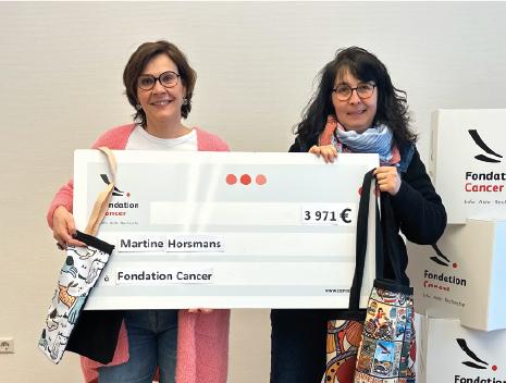 Martine Horsmans s'engagent pour la Fondation Cancer en faisant un don de 3971 euros