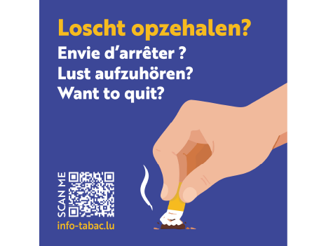 Carton avec QR Code regroupant tous les services de cessation tabagique au Luxembourg